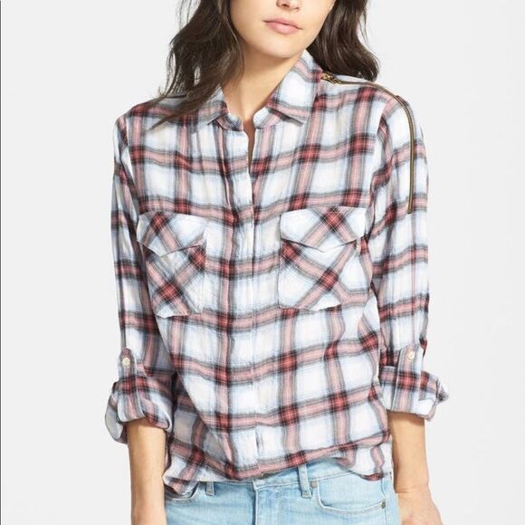 Sam Edelman Tops - Sam Edelman Women’s Convertible Plaid Shirt (Side S)